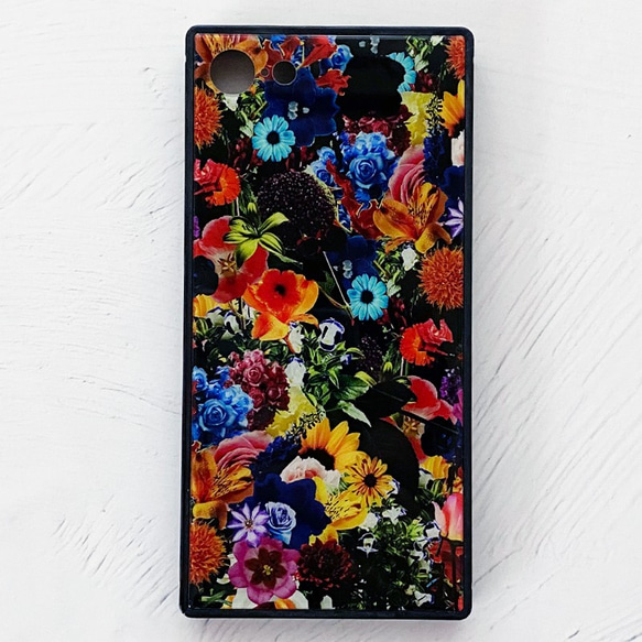 FLOWER iPhoneケース TPU スクエア型 強化ガラス / 花柄 iPhone12 iPhone13 2枚目の画像