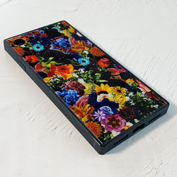 FLOWER iPhoneケース TPU スクエア型 強化ガラス / 花柄 iPhone12 iPhone13 3枚目の画像