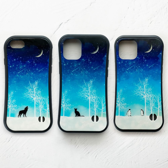 全8款冬季星空iPhone握把殼/個性化月貓iPhone14 第1張的照片