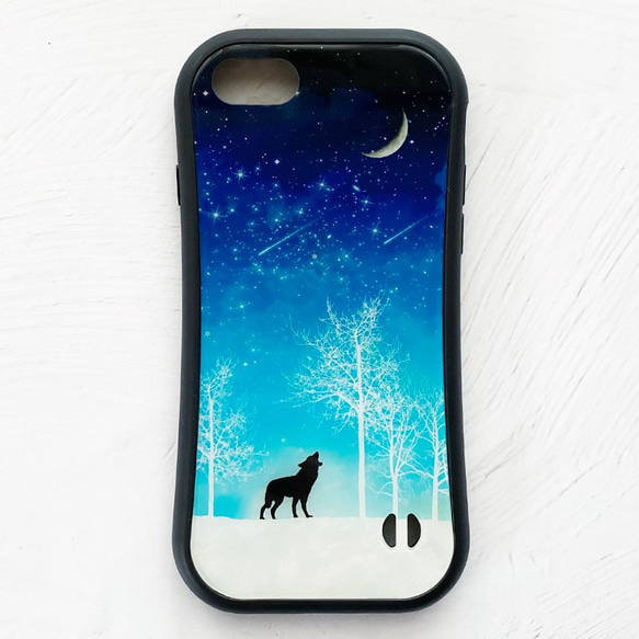 全8種 冬の星空 iPhoneグリップケース  / 名入れ可能 月 猫 iPhone15 2枚目の画像