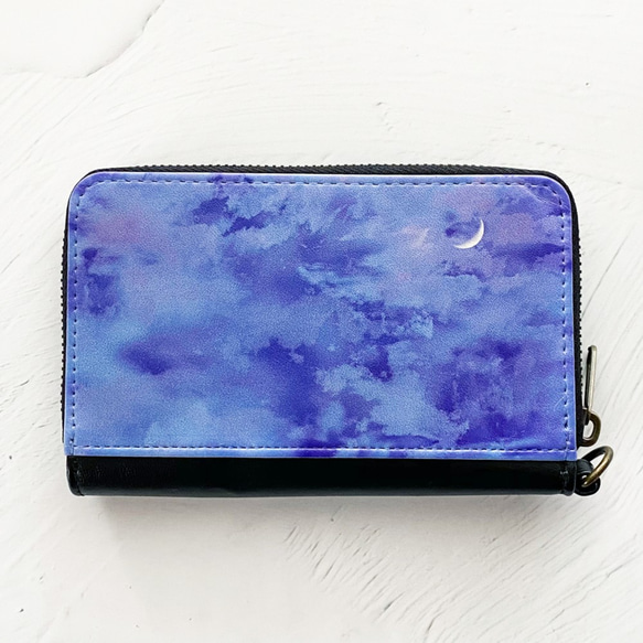 4色の空色と三日月 ミニ財布・コンパクト財布 キーウォレット / 夜空 星空 3枚目の画像