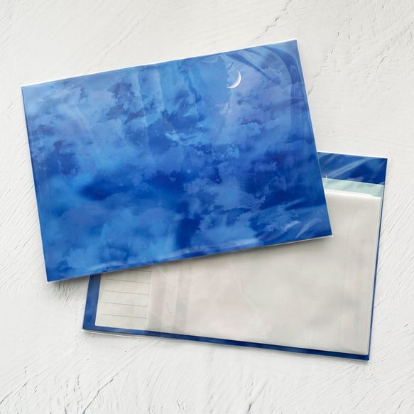 薄群青の空と三日月 レターセット 3枚目の画像