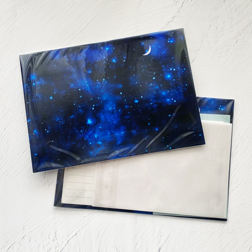 濃藍の夜空と三日月 レターセット レターセット LALA CloveR. 通販