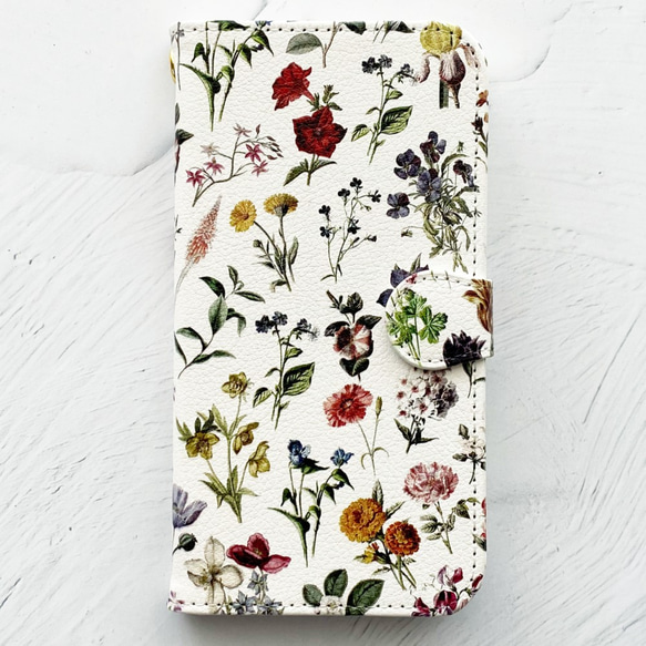 FLORAL FLOWER筆記本型iPhone情況智能手機情況對應全機種花卉花紋iPhone14 第2張的照片