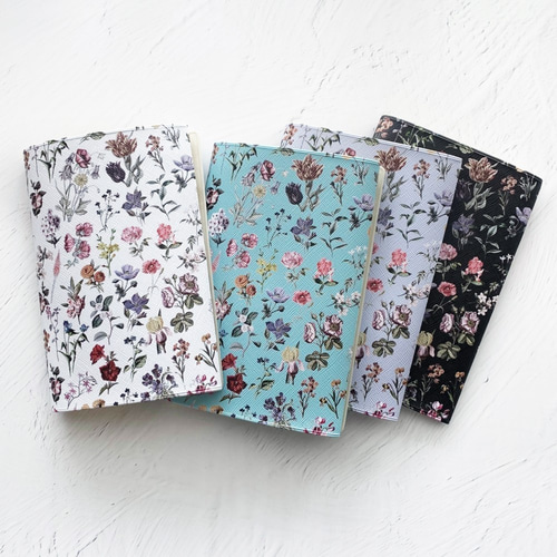 FLORAL FLOWER グレー ブックカバー・手帳カバー（A6）ほぼ日手帳