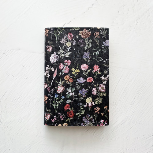 FLORAL FLOWER ブラック ブックカバー・手帳カバー（A6）ほぼ日