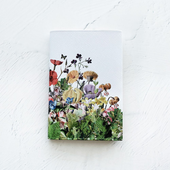 植物圖案（白色） 書籍封面/筆記本封面（A6）Hobonichi Techo封面平裝書花卉花卉圖案 第1張的照片