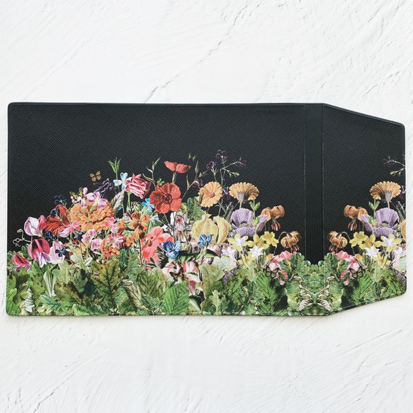 植物圖案（黑色） 書籍封面/筆記本封面（A6）Hobonichi Techo封面平裝書花卉花卉圖案 第2張的照片