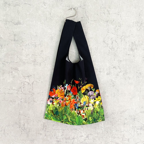 ボタニカル柄 エコバッグ マルシェバッグ / 花 花柄 トートバッグ 母の