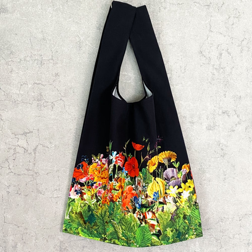 ボタニカル柄 エコバッグ マルシェバッグ / 花 花柄 トートバッグ 母の