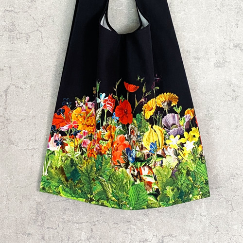 ボタニカル柄 エコバッグ マルシェバッグ / 花 花柄 トートバッグ 母の