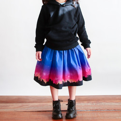 子供服 夜空を着飾る 流星sunset柄 ギャザースカート 1枚目の画像