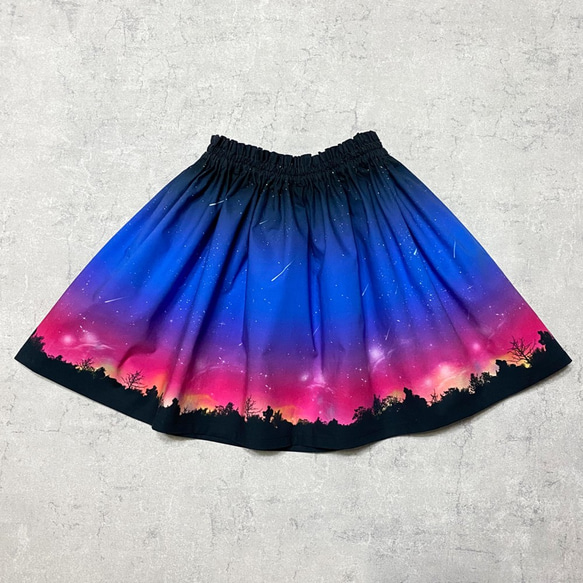 子供服 夜空を着飾る 流星sunset柄 ギャザースカート 7枚目の画像