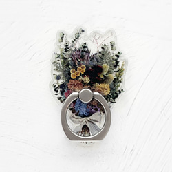 紫陽花とユーカリの花束・スワッグ スマホリング バンカーリング / アジサイ 1枚目の画像