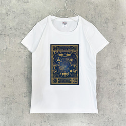 空想天体古書・月の満ち欠け Tシャツ（women）/ 星 月 1枚目の画像