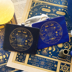 リールストラップ付き 空想天体古書・月の満ち欠け パスケース / 星