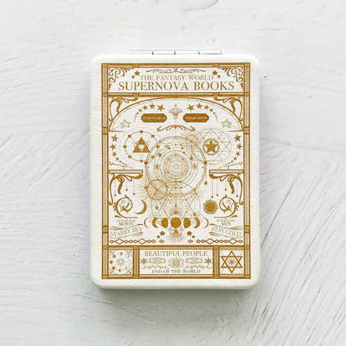 空想天体古書Ⅰ・月の満ち欠け 折りたたみコンパクトミラー 手鏡 手鏡