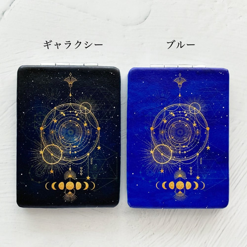 天体観測・月の満ち欠け 折りたたみコンパクトミラー 手鏡 手鏡