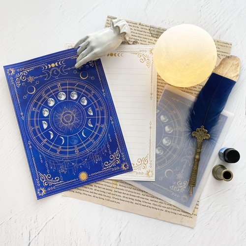 月の満ち欠け・12星座 レターセット（ブルー） レターセット LALA