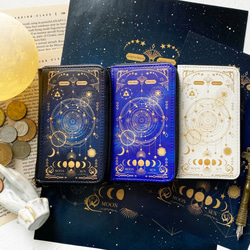 花式星體舊書II、月相迷你錢包、緊湊型錢包鑰匙錢包/星空宇宙 第2張的照片
