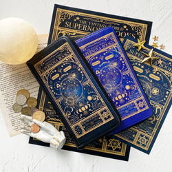 空想天体古書Ⅰ・月の満ち欠け 長財布（合皮・本革） / 月 宇宙