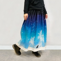 冬の星空・オオカミ ギャザースカート 1枚目の画像