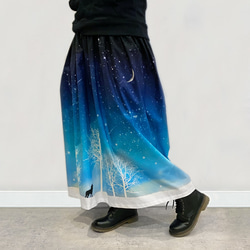 冬の星空・オオカミ ギャザースカート 2枚目の画像