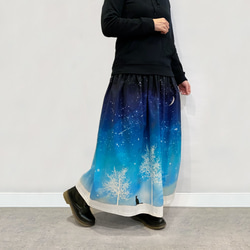 冬の星空・猫 ギャザースカート 7枚目の画像