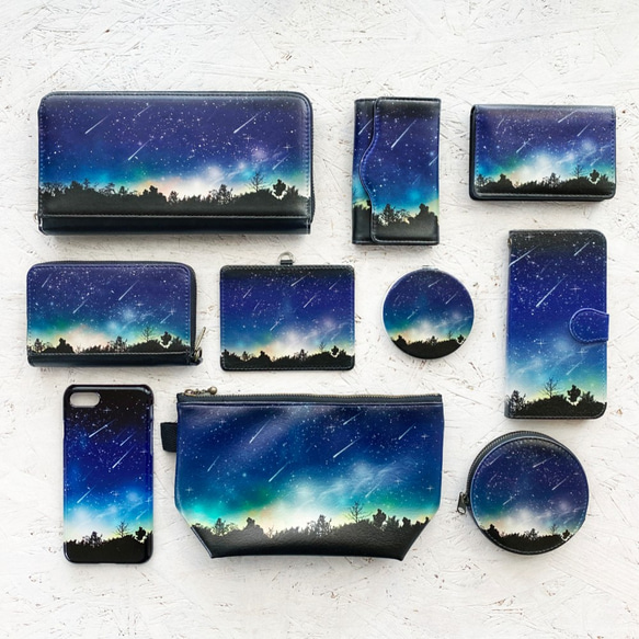 夜空に降り注ぐ流星柄 手帳型 iPhoneケース スマホケース 全機種対応 15枚目の画像