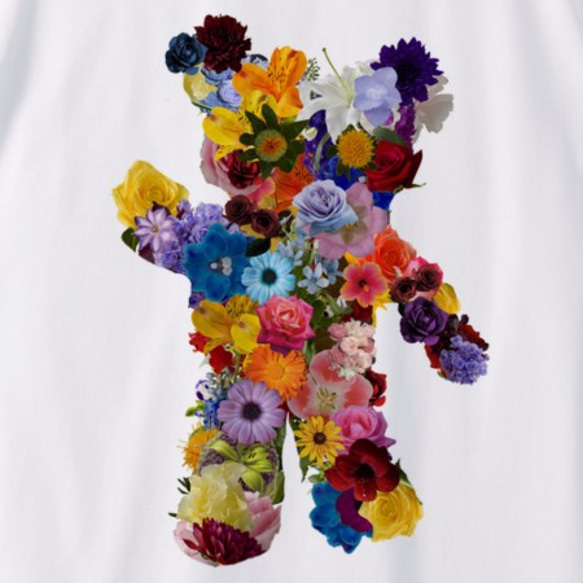 FLOWER BEAR Tシャツ（men&women）1 花 クマ くま コラージュ 3枚目の画像