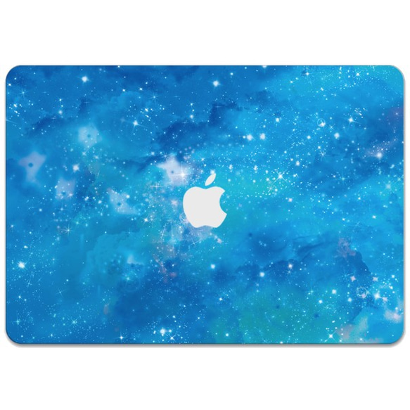 送料無料☆BLUE GALAXY MacBookステッカー /シール/apple/宇宙/ギャラクシー/星/夜空/空 1枚目の画像