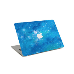 送料無料☆BLUE GALAXY MacBookステッカー /シール/apple/宇宙/ギャラクシー/星/夜空/空 2枚目の画像