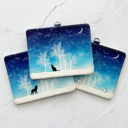 所有8種類型冬季星空通行證盒定期插入/月牙形雪星貓狼鹿ID卡盒IC卡盒 第1張的照片