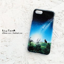 Shooting Star and Cat iPhone Case Hard Case 智能手機殼/夜空流星星空貓iPhone1 第1張的照片