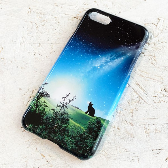 Shooting Star and Cat iPhone Case Hard Case 智能手機殼/夜空流星星空貓iPhone1 第3張的照片