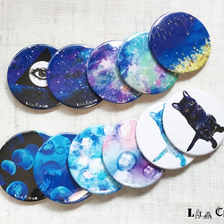 缶バッチ 缶バッジ / 宇宙 流星 星 夜空 猫 ねこ クラゲ くらげ