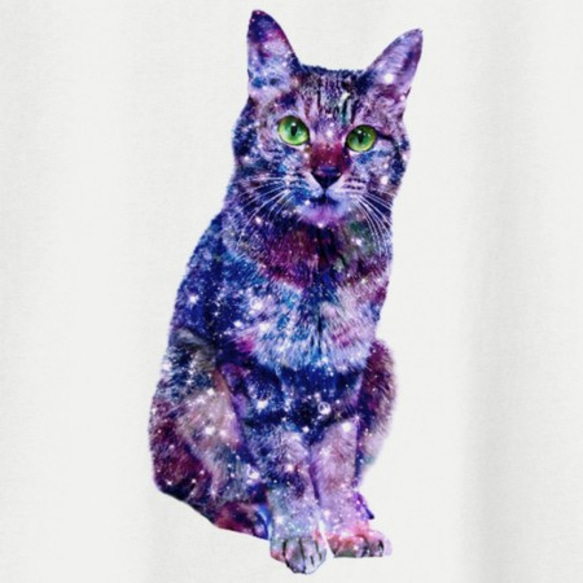 太空貓T卹（女士）的衣服貓貓太空星系 第2張的照片