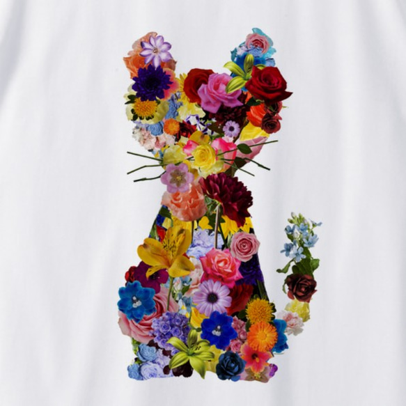 FLOWER CAT Tシャツ（women） 花 猫 ねこ ネコ 3枚目の画像