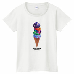 ギャラクシーアイスクリーム Tシャツ（women）宇宙 星 デザート 2枚目の画像