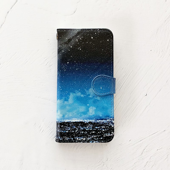 夜空和朝日筆記本型 iPhone 手機殼 智能手機殼 兼容所有型號星空星空流星太空 iPhone14 第1張的照片