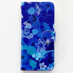 BLUE FLOWER 筆記本型iPhone情況智能手機情況/花紋iPhone13 iPhone12 第2張的照片