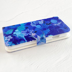 BLUE FLOWER 筆記本型iPhone情況智能手機情況/花紋iPhone13 iPhone12 第5張的照片