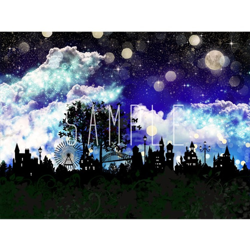 Fantasy Night A4ポスター / 月 夜空 星空 コラージュ インテリア 写真