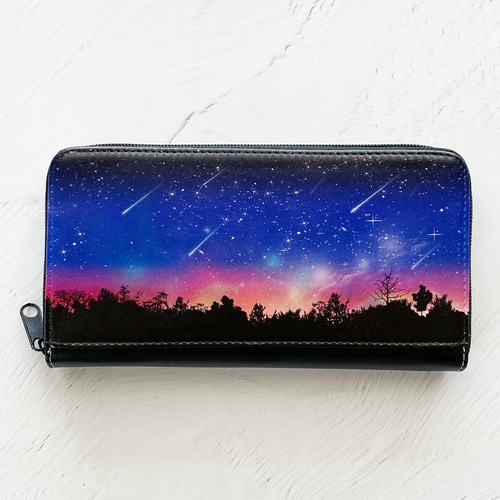 全4色 夜空に降り注ぐ流星柄 長財布 / 星空 宇宙 長財布 LALA CloveR  