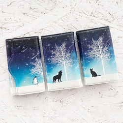 冬季星空鑰匙包/星空雪貓狼企鵝 第1張的照片
