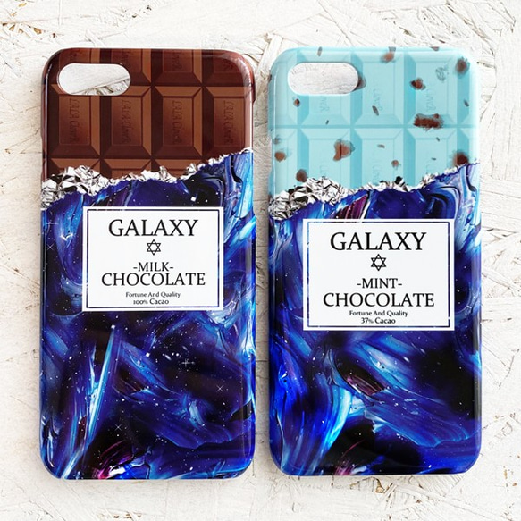 GALAXYチョコレート/チョコミント iPhoneケース ハードケース スマホケース / 宇宙 iPhone14 2枚目の画像