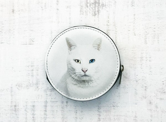 白色貓奇數硬幣袋/錢包硬幣情況貓貓貓 第2張的照片