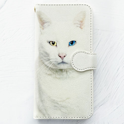 白色貓眼筆記本電腦型iPhone案例智能手機案例/ Cat iPhoneSE2 iPhone12 第2張的照片
