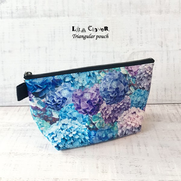 甲州印伝 ポーチ【紫陽花 紫×ピンク漆】小物入れ 財布替わり 平ポーチ 新品 甲州印伝 ポーチ【紫陽花 紫×ピンク漆】小物入れ 財布替わり 平