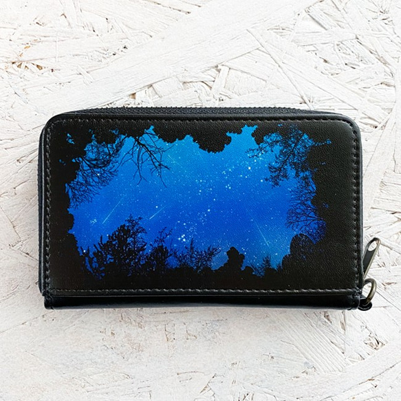 森の中から見上げた夜空 ミニ財布・コンパクト財布 キーウォレット / 星空 1枚目の画像